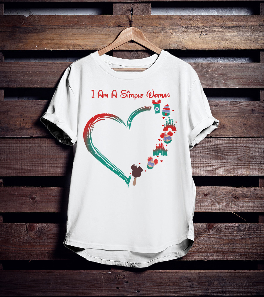 I Am A Simple Woman Ariel Castle Heart Icons T-Shirt
