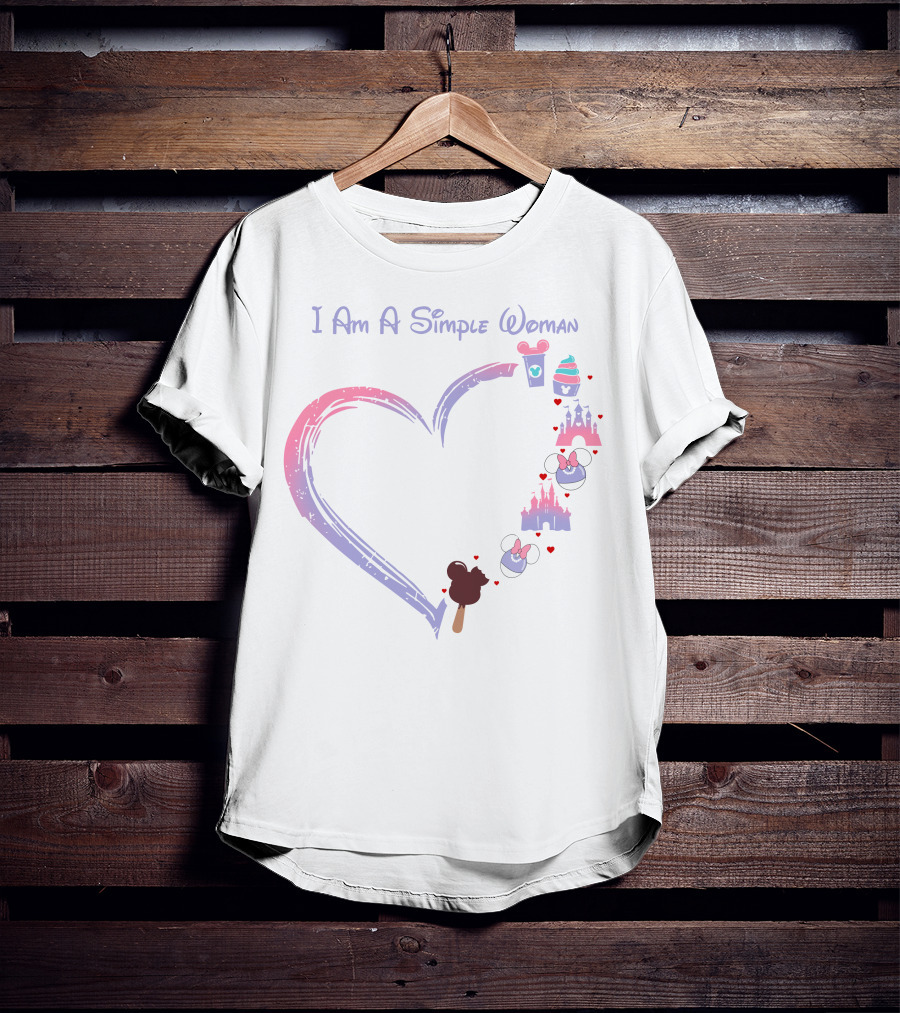 I Am A Simple Woman Heart Coffee Castle Mickey Ears T-Shirt