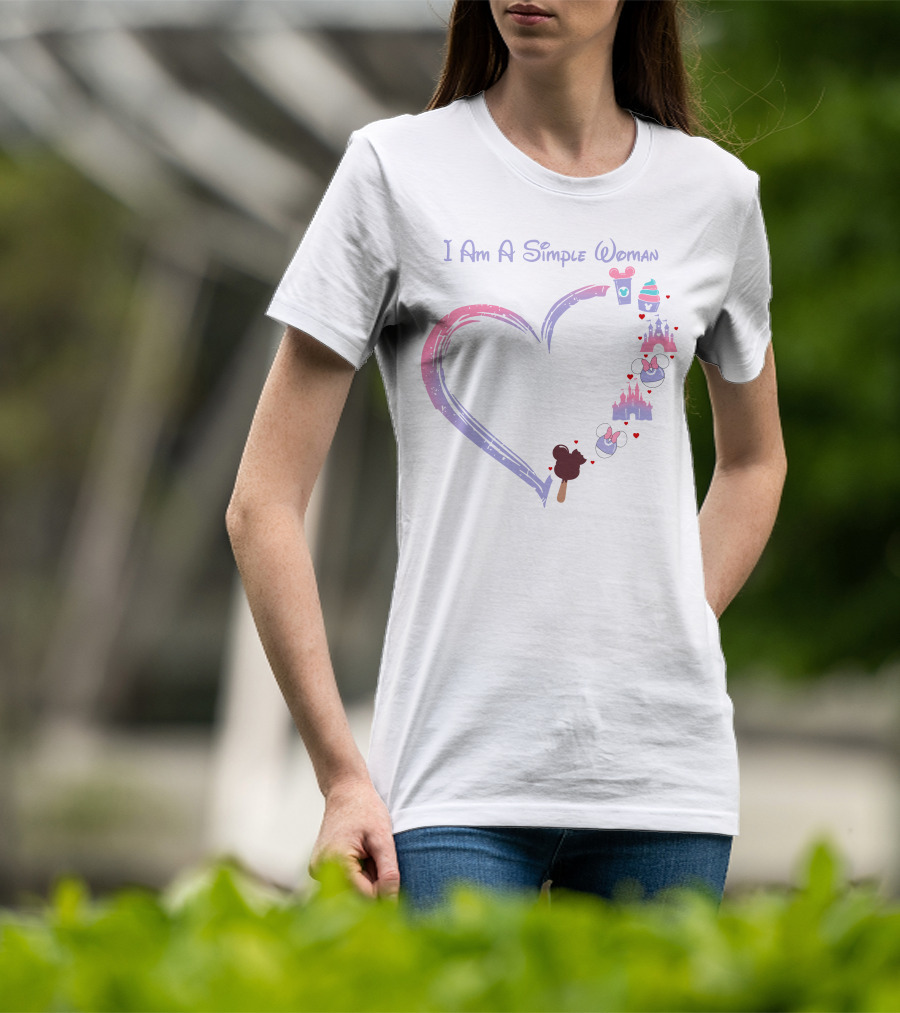 I Am A Simple Woman Heart Coffee Castle Mickey Ears T-Shirt