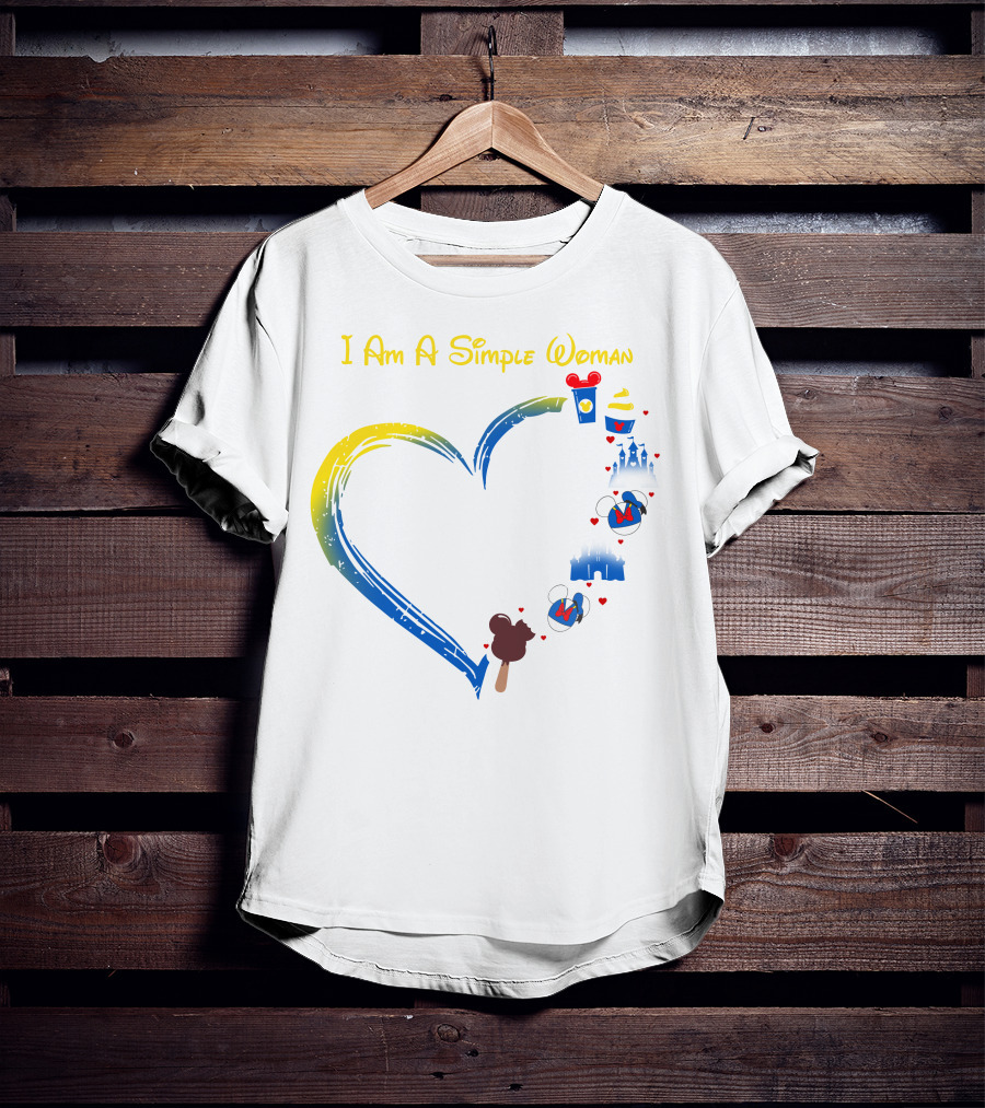 I Am A Simple Woman Disney Theme With Castle Mickey Mouse Ears Heart Highlight T-Shirt