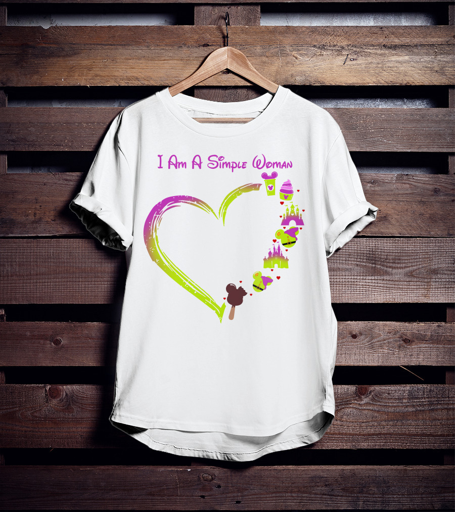 I Am A Simple Woman Castle Coffee Dopey Ice Cream Hearts T-Shirt