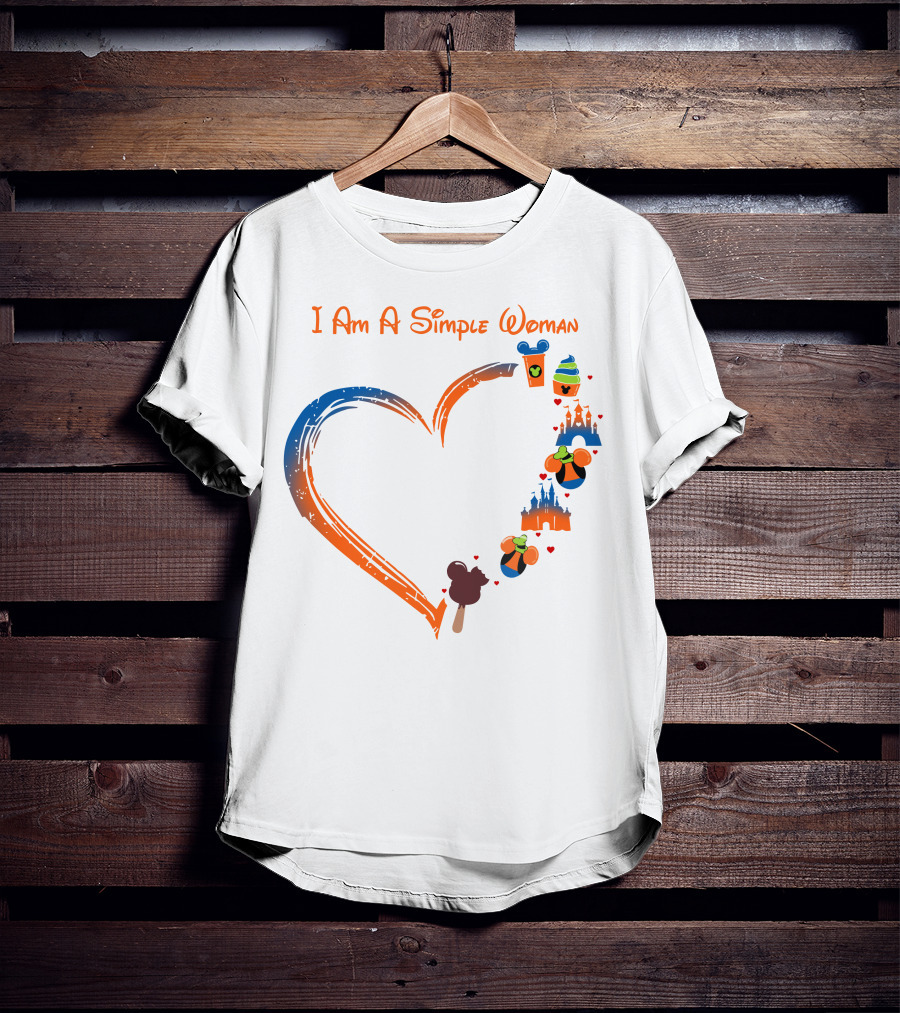 I Am A Simple Woman Heart Mickey Ice Cream Castle Minnie Ears T-Shirt