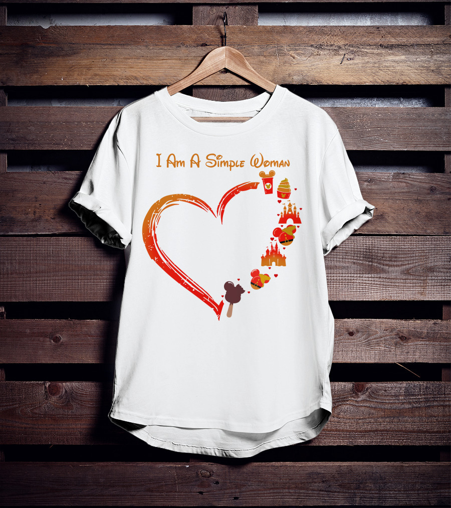 I Am A Simple Woman Heart Castle Ice Cream Disney Icons T-Shirt