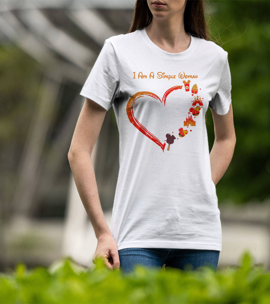 I Am A Simple Woman Heart Castle Ice Cream Disney Icons T-Shirt