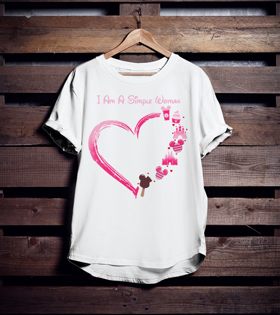 I Am A Simple Woman Heart With Ice Cream And Castle T-Shirt