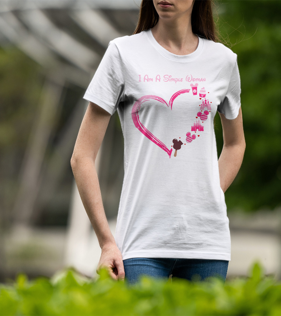 I Am A Simple Woman Heart With Ice Cream And Castle T-Shirt