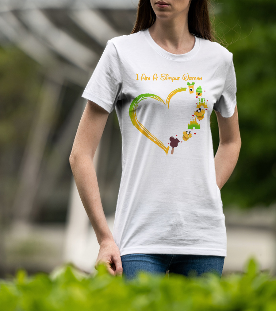 I Am A Simple Woman Heart Mouse Ears Ice Cream Castle T-Shirt