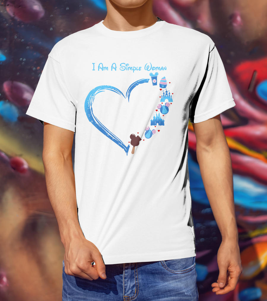 I Am A Simple Woman Heartbeat Mickey Ice Cream Castle Ears T-Shirt