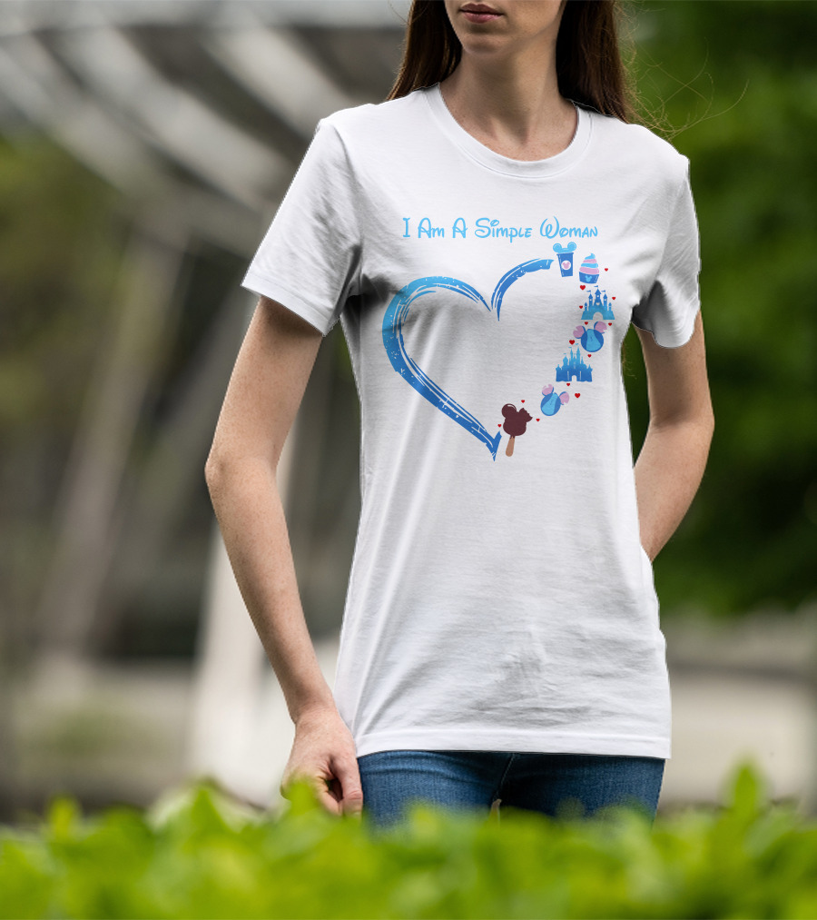 I Am A Simple Woman Heartbeat Mickey Ice Cream Castle Ears T-Shirt