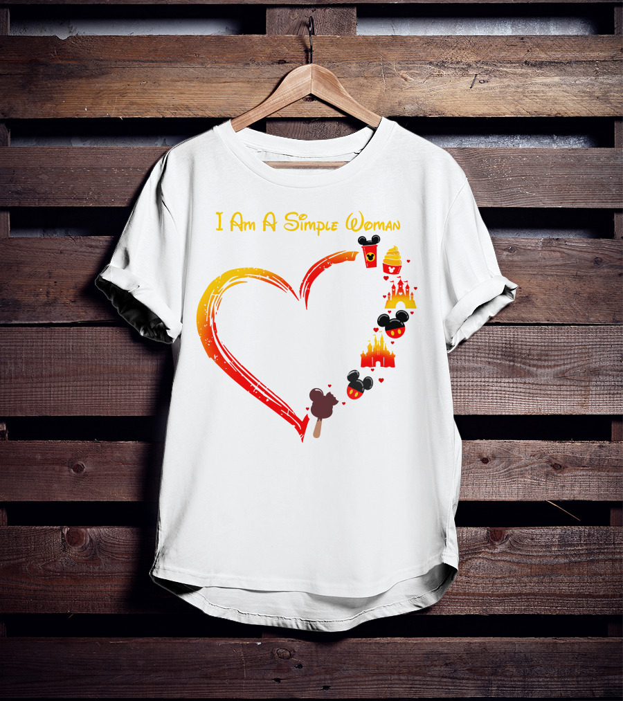 I Am A Simple Woman Heart Mickey Mouse Ice Cream Castle Icons T-Shirt