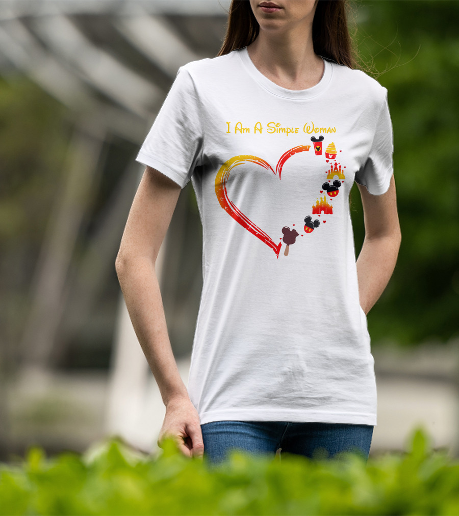 I Am A Simple Woman Heart Mickey Mouse Ice Cream Castle Icons T-Shirt