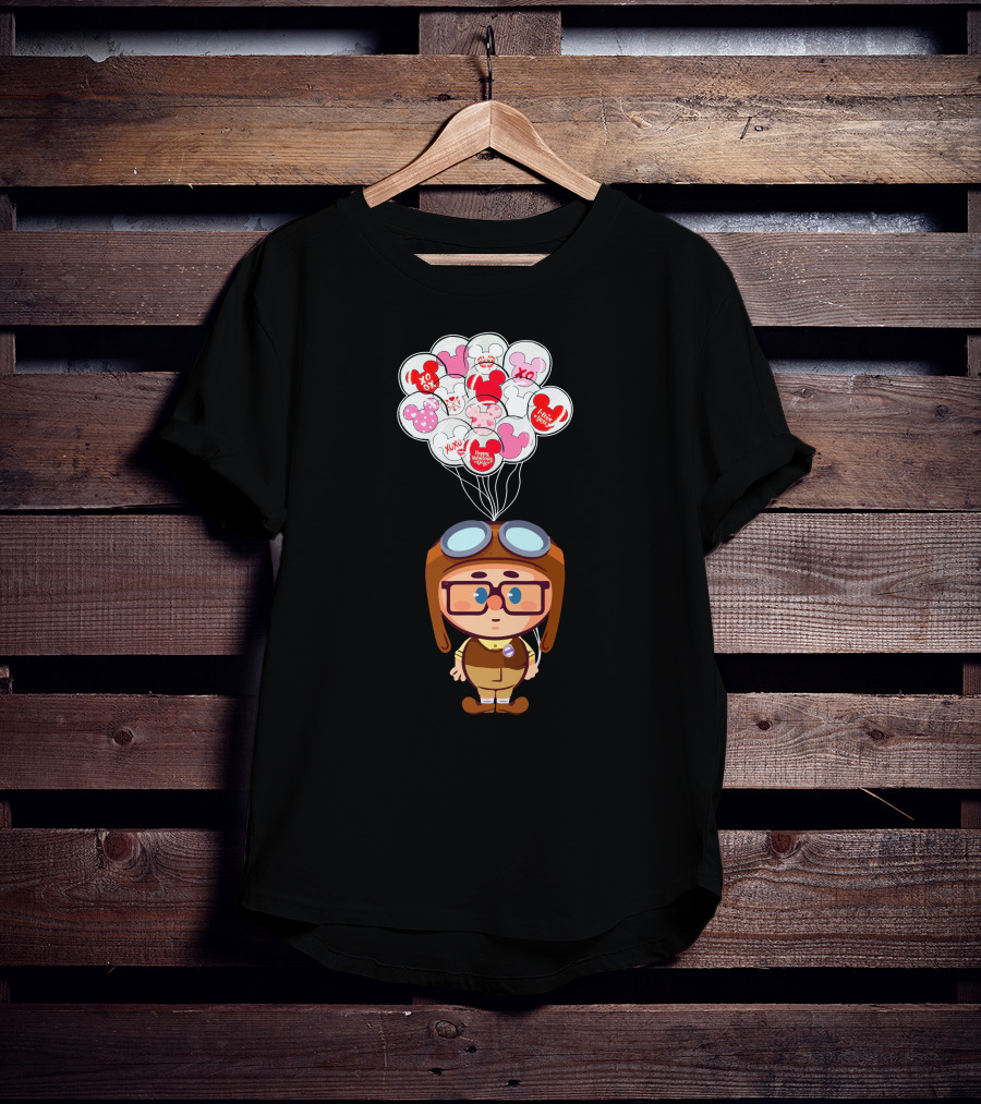 Carl Cartoon Character With Valentines Balloons T-Shirt