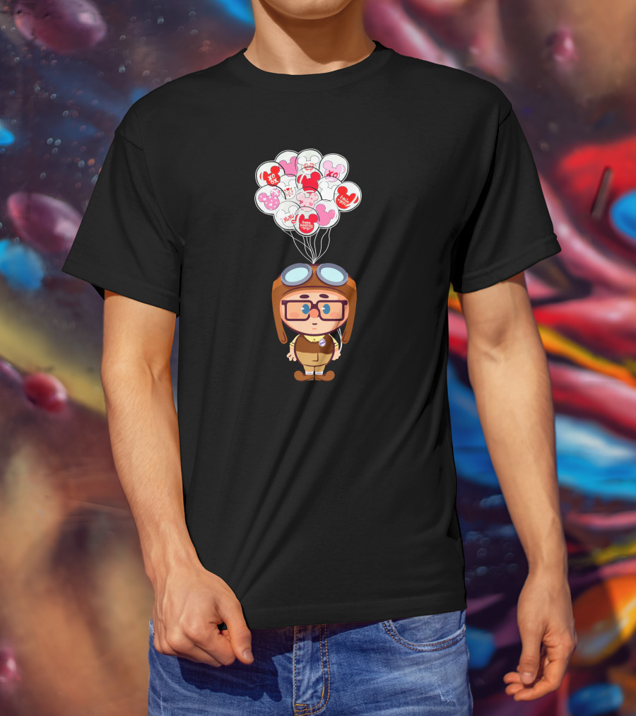 Carl Cartoon Character With Valentines Balloons T-Shirt