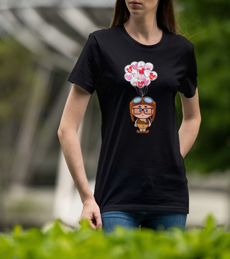 Carl Cartoon Character With Valentines Balloons T-Shirt