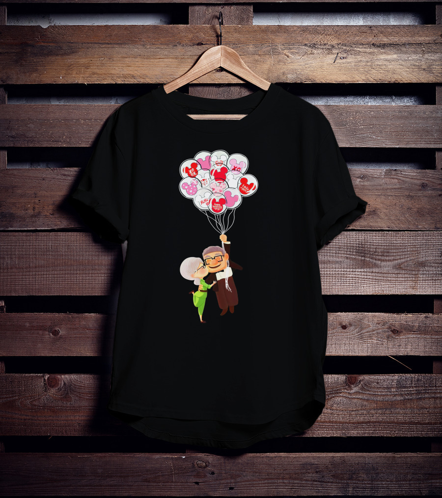 Carl And Ellie Up Balloons Love Adventure Minnie Mickey Mouse T-Shirt