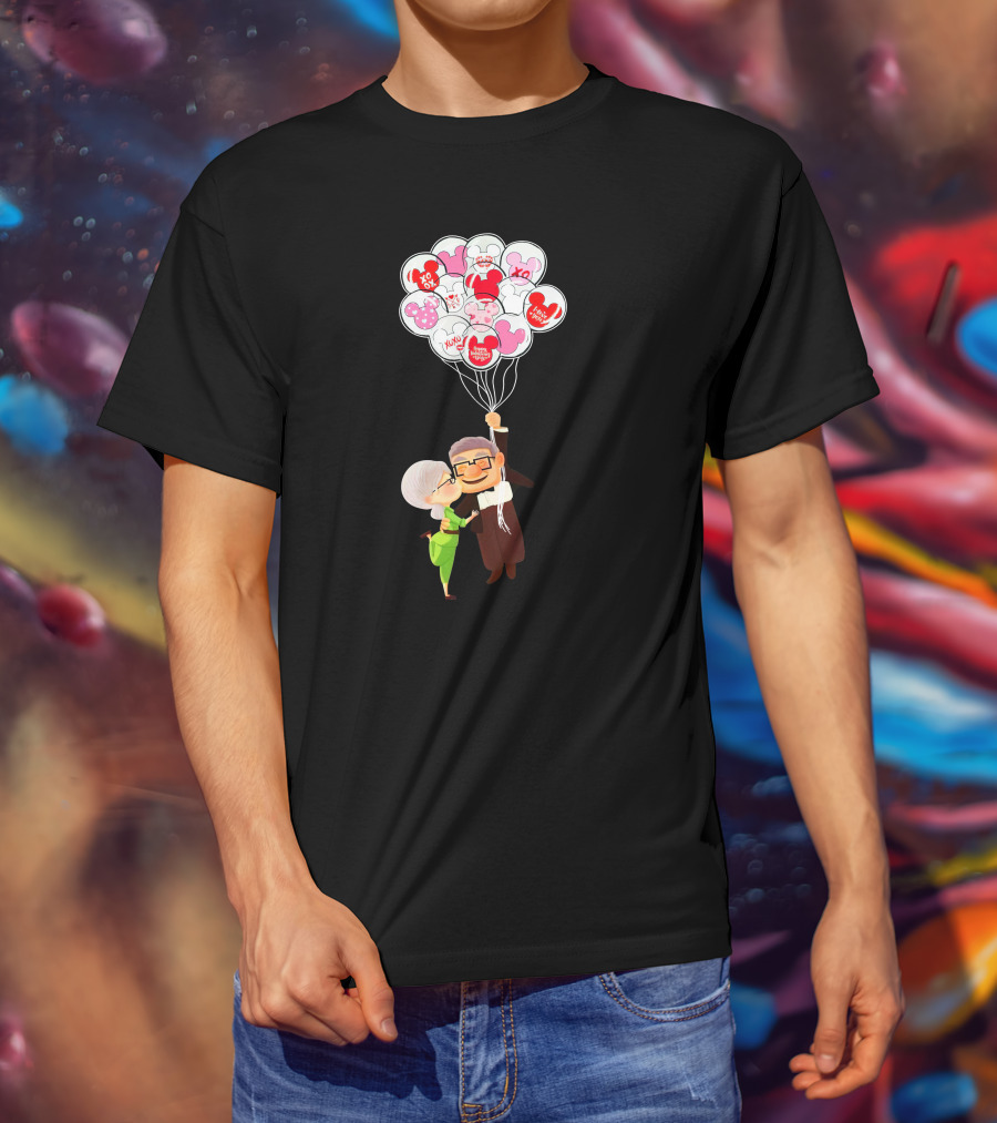 Carl And Ellie Up Balloons Love Adventure Minnie Mickey Mouse T-Shirt