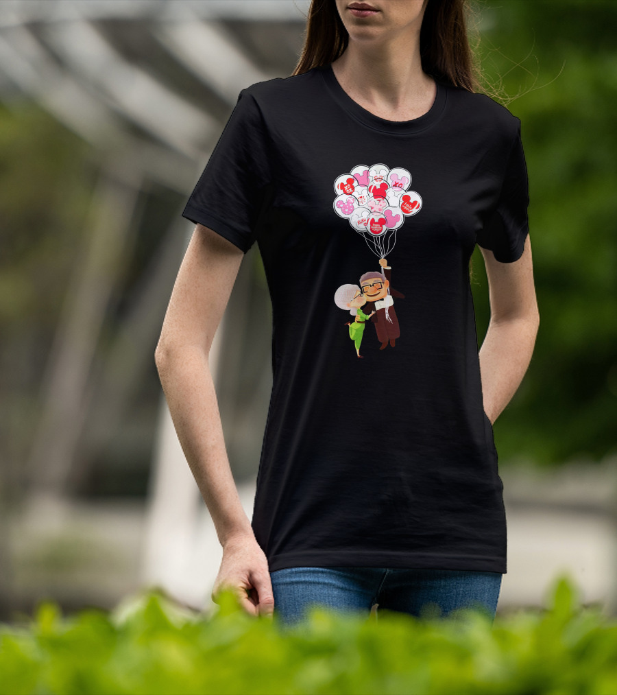 Carl And Ellie Up Balloons Love Adventure Minnie Mickey Mouse T-Shirt