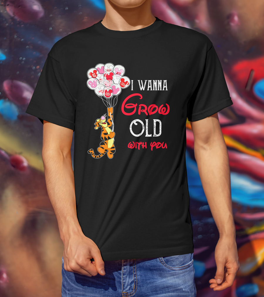 I Wanna Grow Old With You Tigger Balloons Hearts Xo T-Shirt