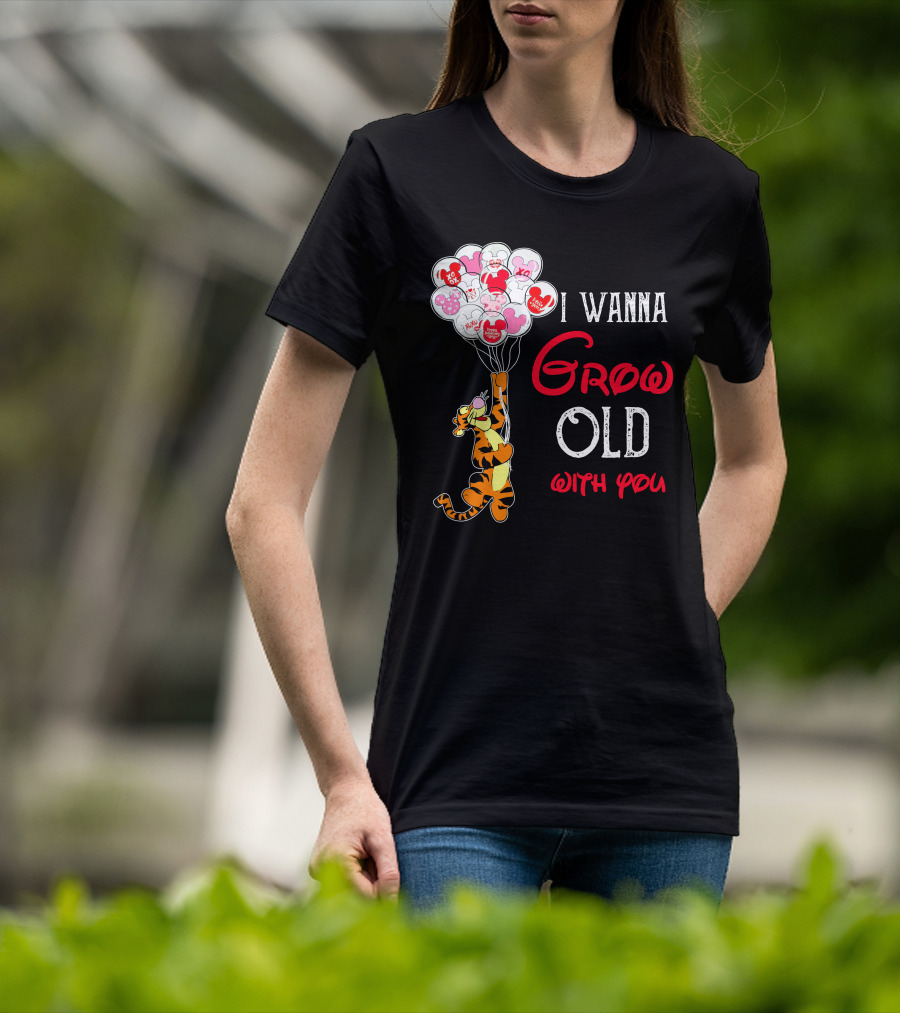 I Wanna Grow Old With You Tigger Balloons Hearts Xo T-Shirt