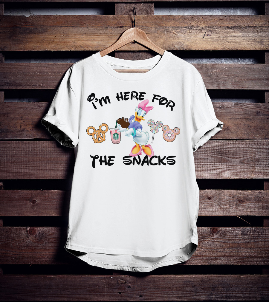 I'm Here For The Snacks Daisy Starbucks Pretzel Lollipops Donut T-Shirt