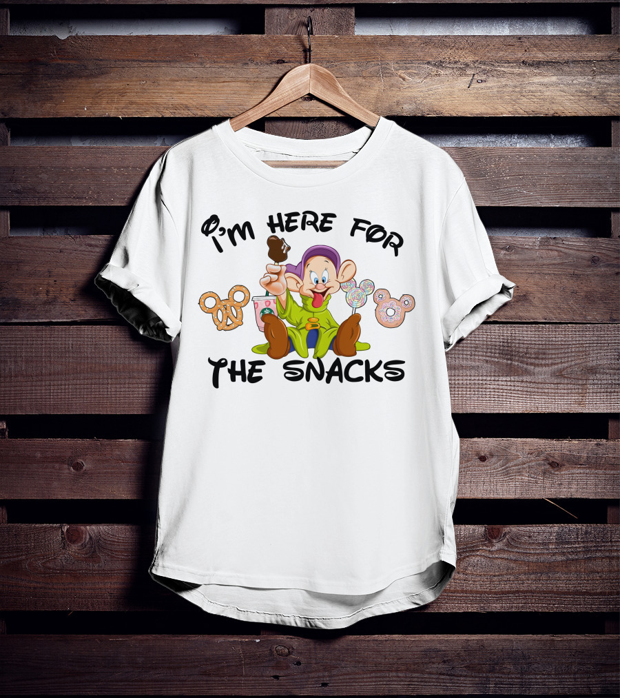 I'm Here For The Snacks Dopey Lollipops Pretzel Donut Ice Cream T-Shirt