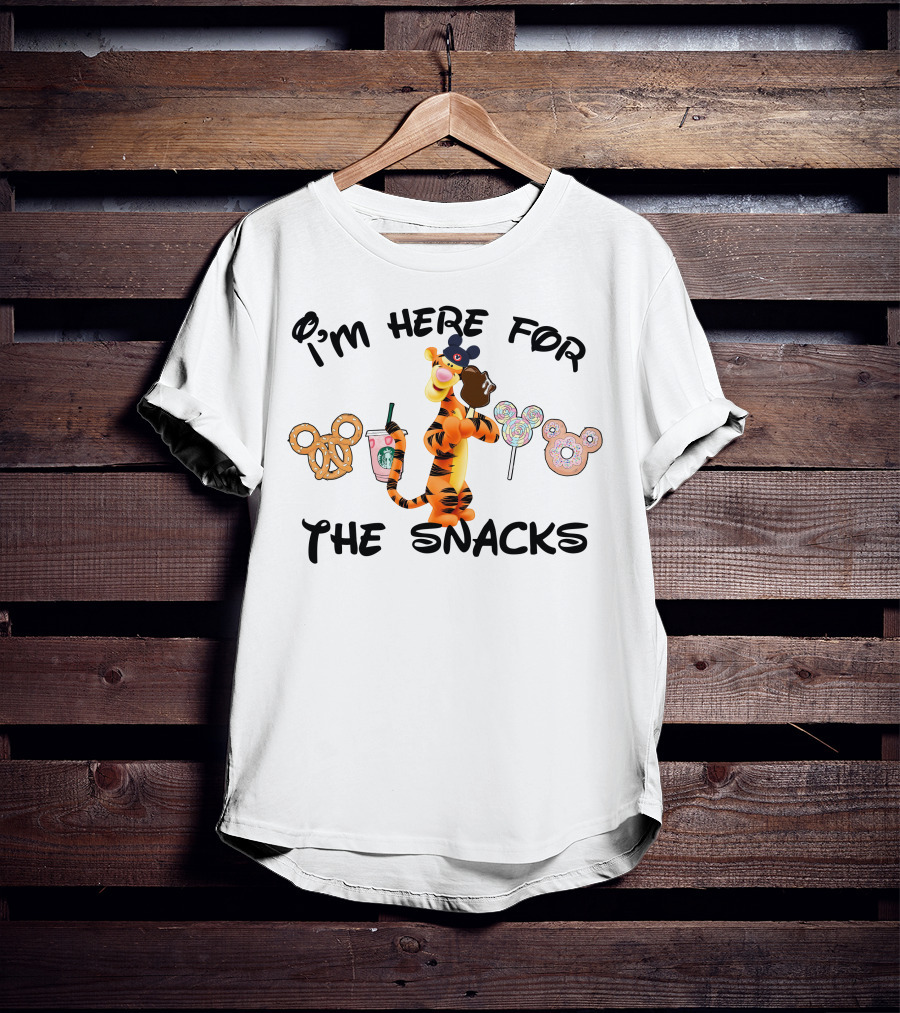 I'm Here For The Snacks Tigger Pretzel Starbucks Lollipop Donut T-Shirt