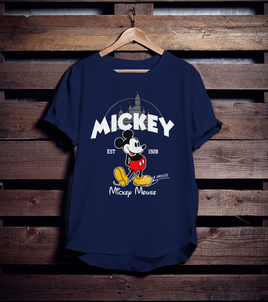 Mickey Mouse Est 1928 Castle Backdrop T-Shirt