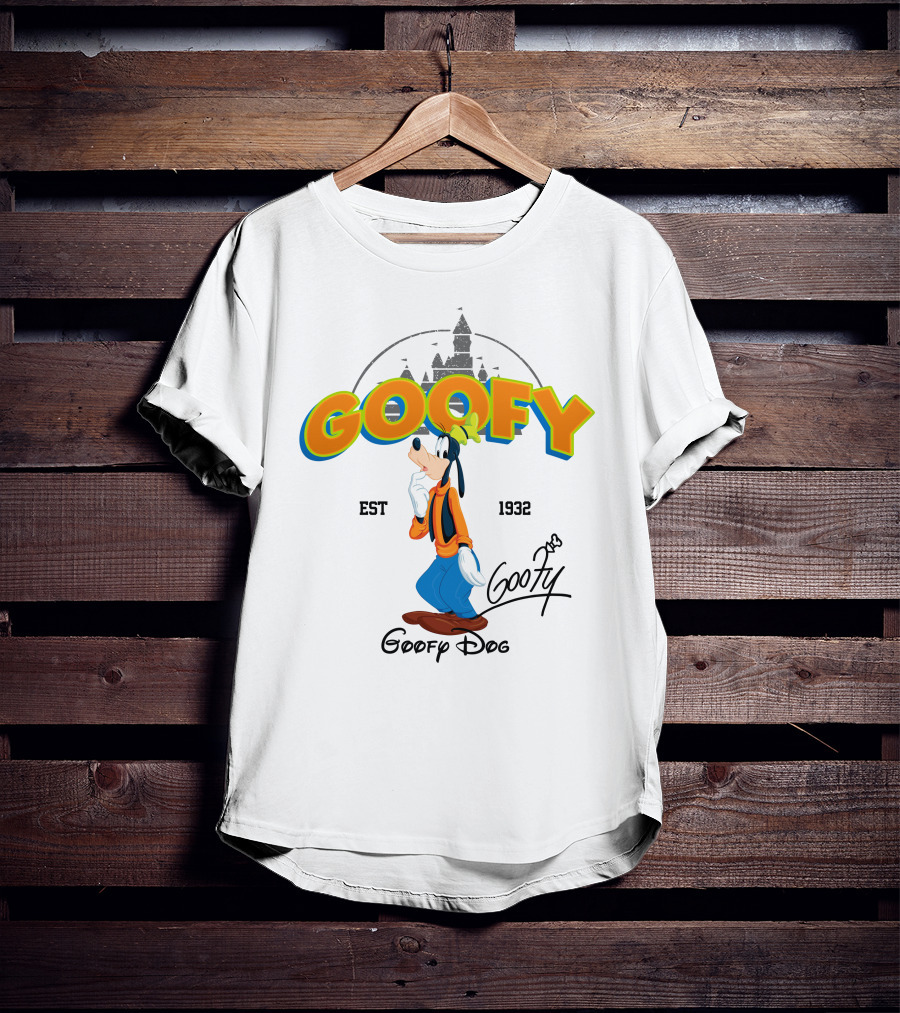 Goofy Est 1932 Disney Goofy Dog Castle Backdrop T-Shirt
