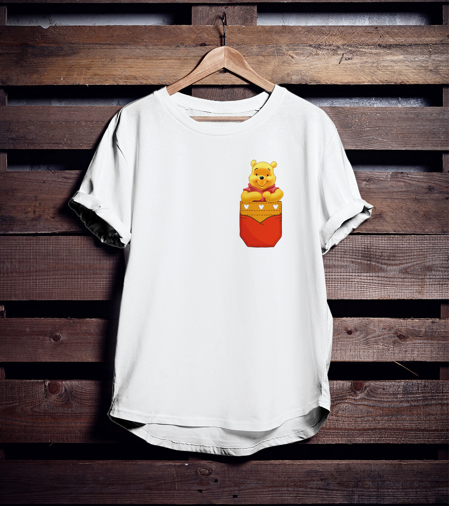 Winnie The Pooh In Red Pocket T-Shirt