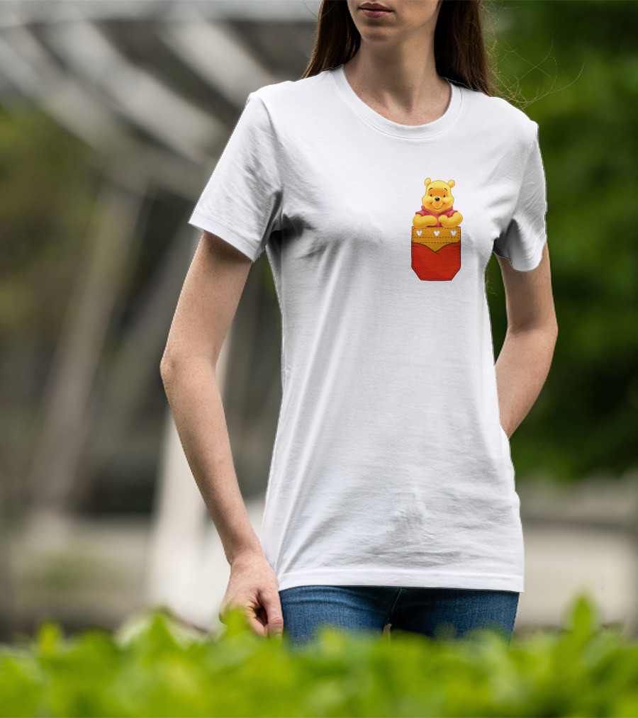 Winnie The Pooh In Red Pocket T-Shirt