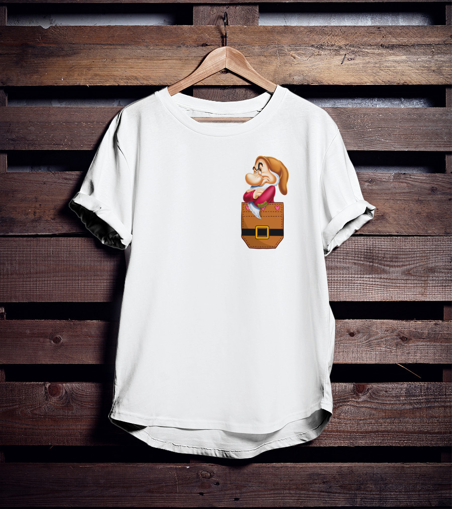 Grumpy Dwarf In Pocket Disney Character T-Shirt