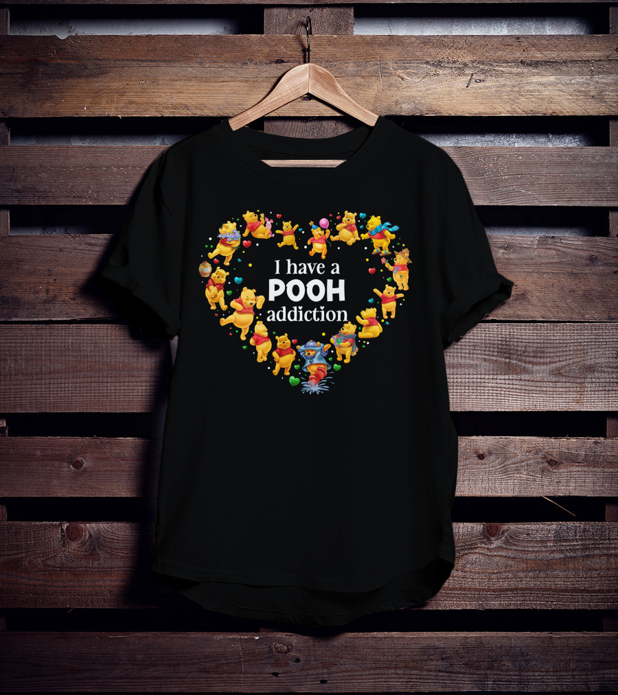 I Have A Pooh Addiction Heart-Shaped Iconic Characters Collection T-Shirt