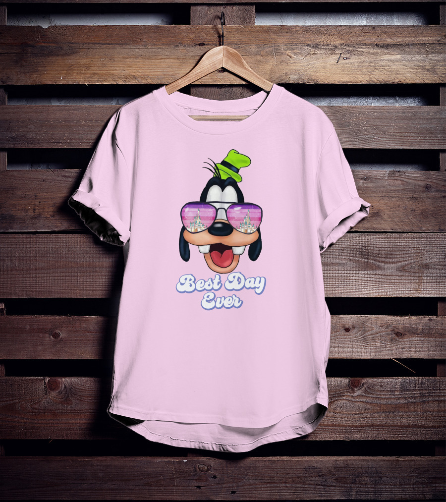 Goofy Best Day Ever Sunglasses Castle Reflection T-Shirt