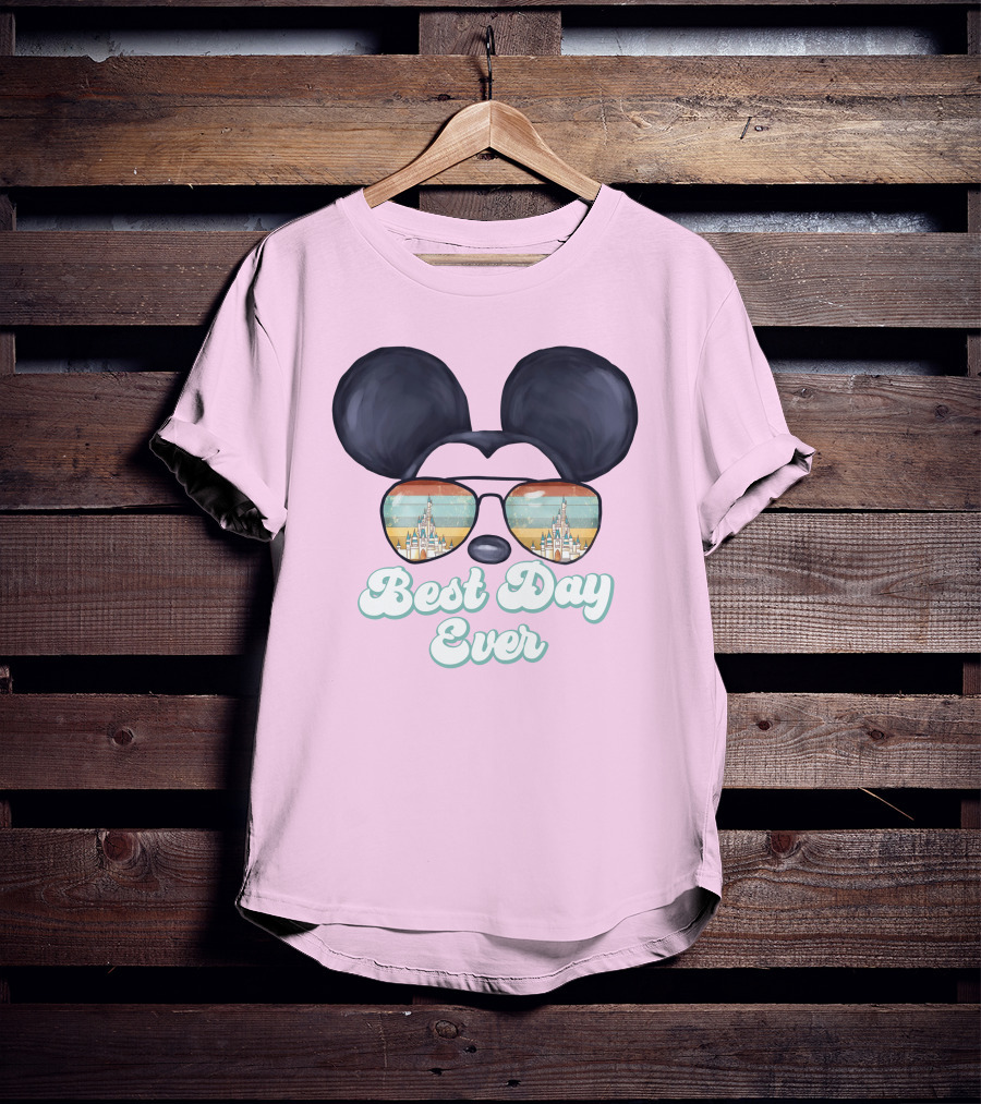 Mickey Best Day Ever Glasses Castle Retro T-Shirt
