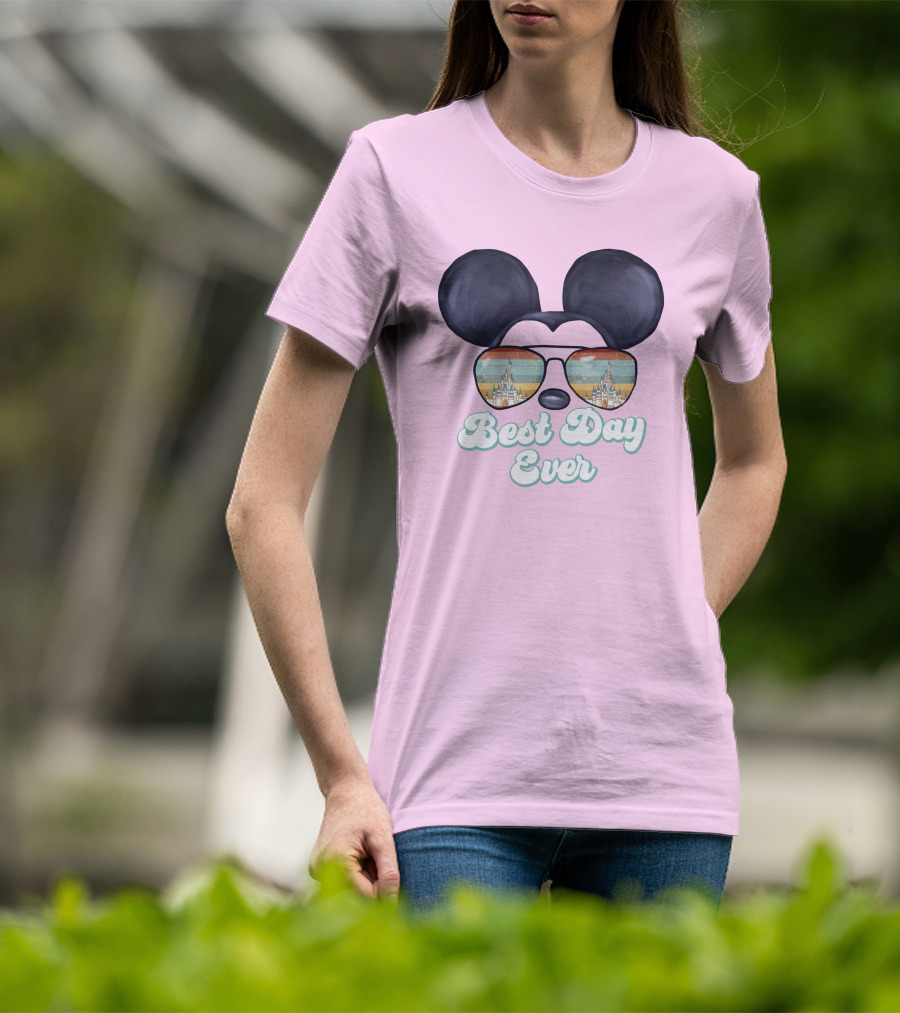 Mickey Best Day Ever Glasses Castle Retro T-Shirt
