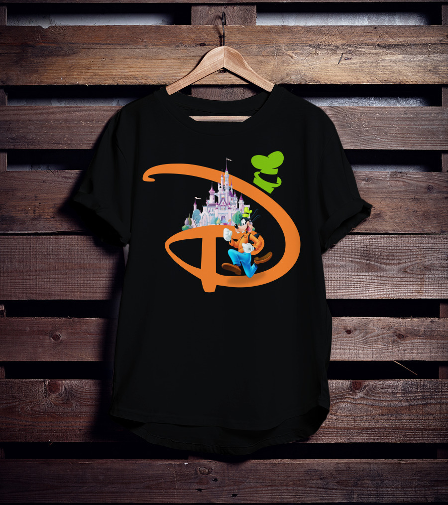 Disney Goofy Castle Icon With Green Hat Motif T-Shirt