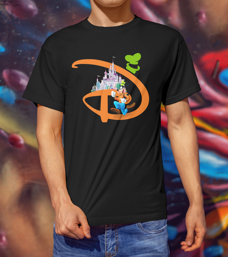 Disney Goofy Castle Icon With Green Hat Motif T-Shirt