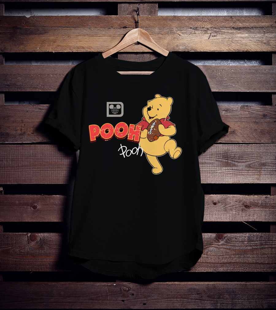 Pooh Football Holding Iconic Character With Vintage T-Shirt