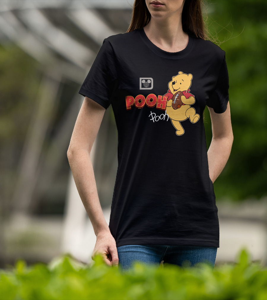 Pooh Football Holding Iconic Character With Vintage T-Shirt