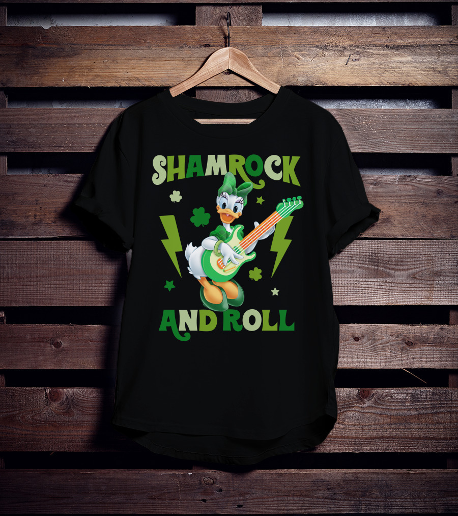 Shamrock And Roll Daisy Duck Rocks Out With Green Guitar T-Shirt