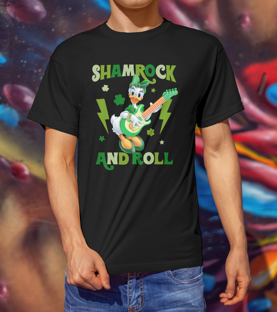 Shamrock And Roll Daisy Duck Rocks Out With Green Guitar T-Shirt