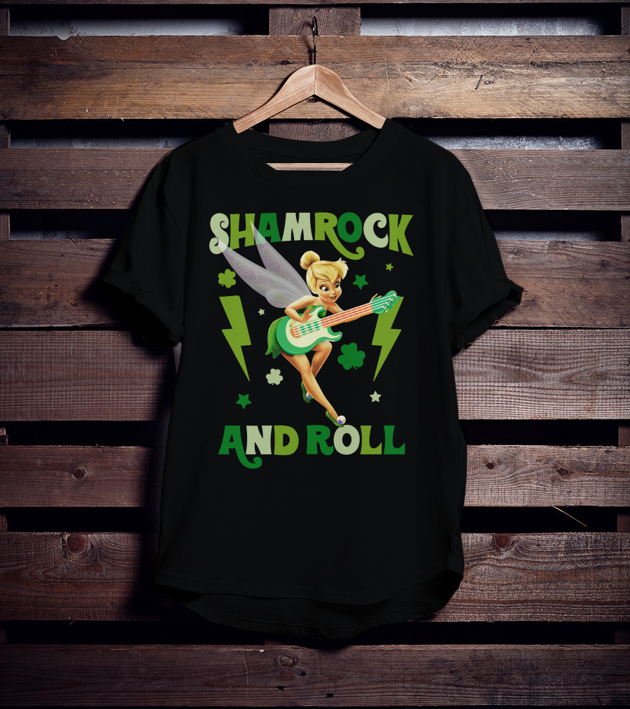 Shamrock And Roll Tinkerbell Guitar Fairy T-Shirt