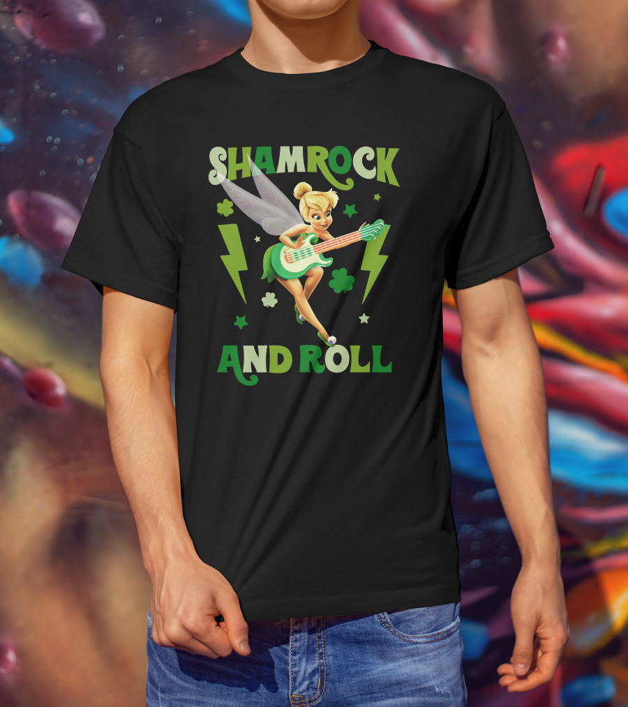 Shamrock And Roll Tinkerbell Guitar Fairy T-Shirt