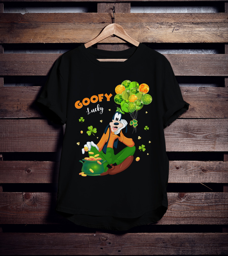 Goofy Lucky St. Patrick's Day Balloons And Shamrocks T-Shirt