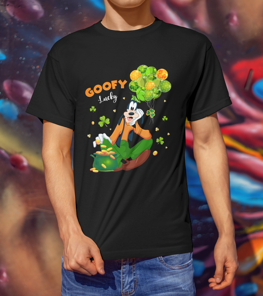 Goofy Lucky St. Patrick's Day Balloons And Shamrocks T-Shirt