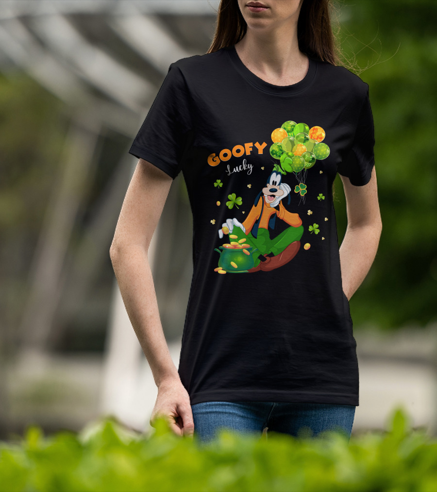 Goofy Lucky St. Patrick's Day Balloons And Shamrocks T-Shirt
