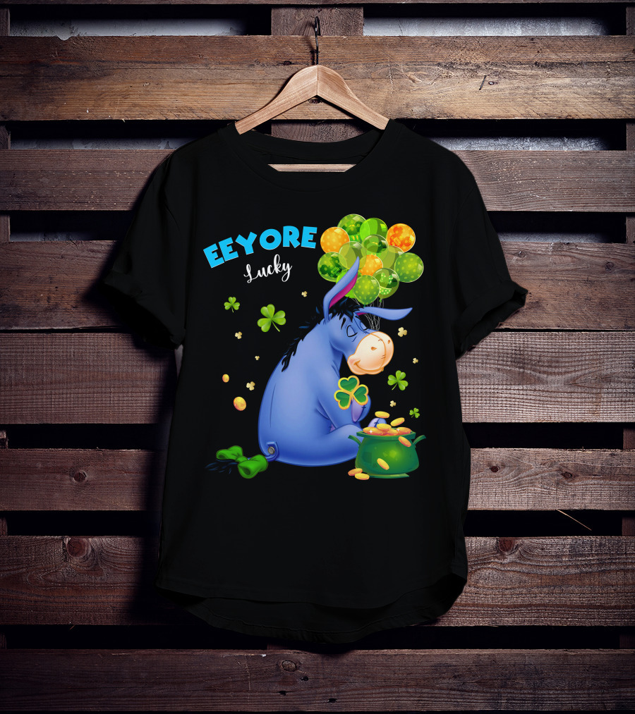 Eeyore Lucky Shamrock Coins Balloon Cluster T-Shirt