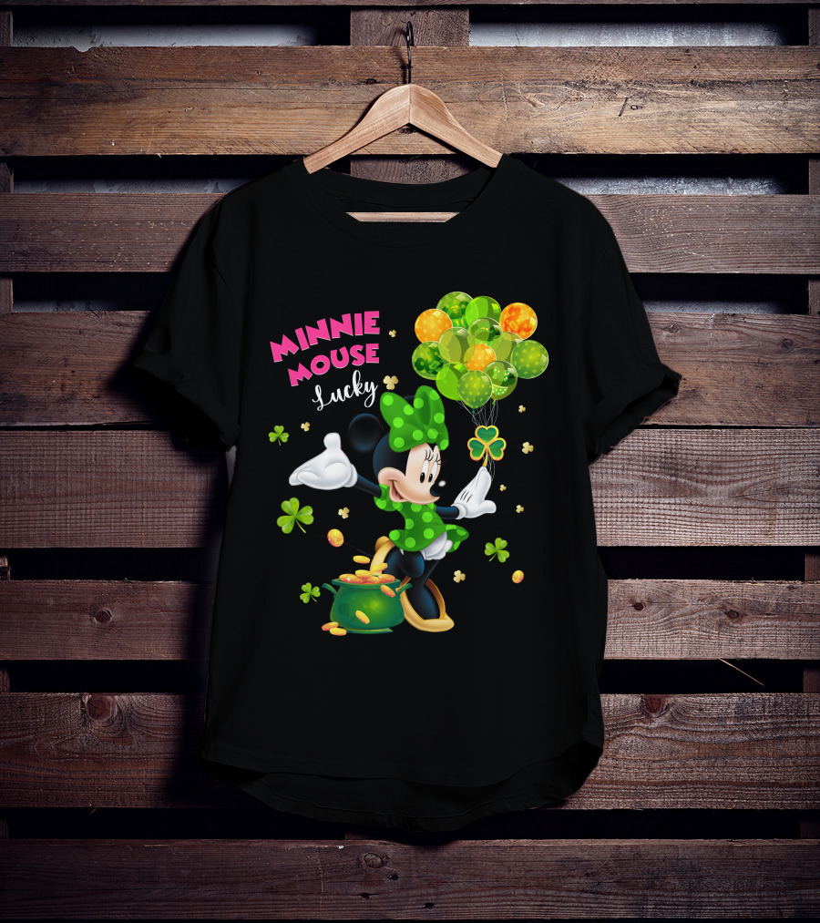 Minnie Mouse Lucky Balloons Shamrocks Coins T-Shirt