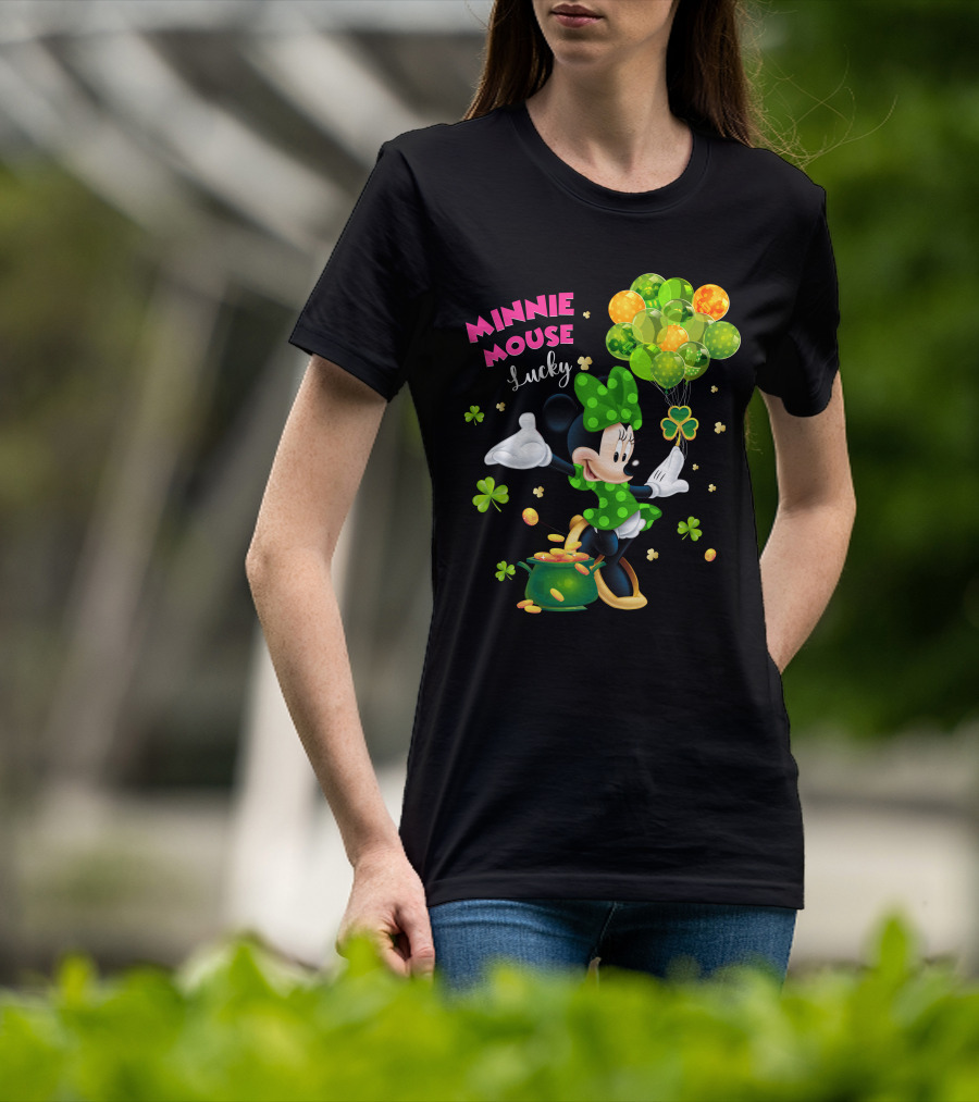 Minnie Mouse Lucky Balloons Shamrocks Coins T-Shirt