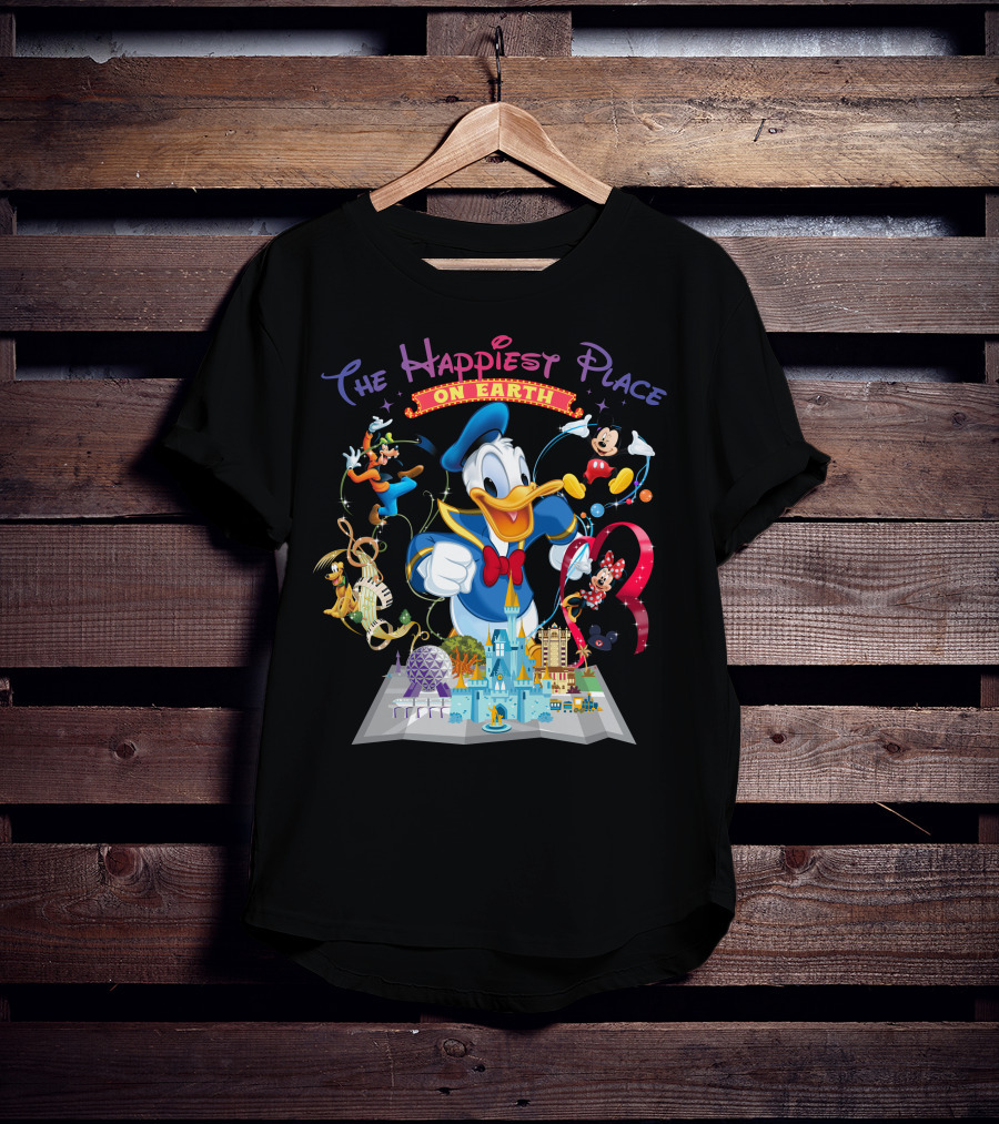 The Happiest Place On Earth Donald Duck And Disney Characters T-Shirt